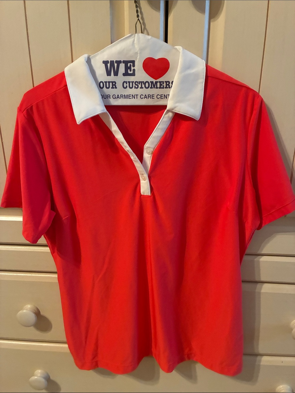 Nike Coral-Red Short Sleeve Polo Tee with White Collar